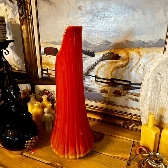 Vintage L.E. Smith Glass Bittersweet Simplicity MCM Ribbed Swung Vase NO BUNDLE - Picture 3 of 5